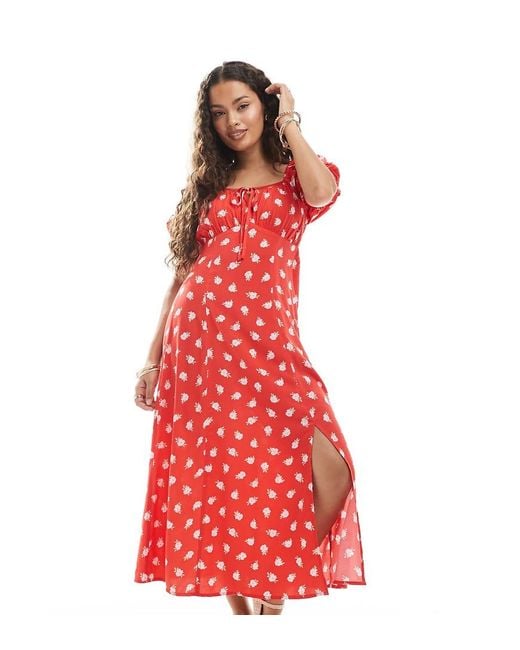 Miss Selfridge Red Spun Tea Maxi Dress