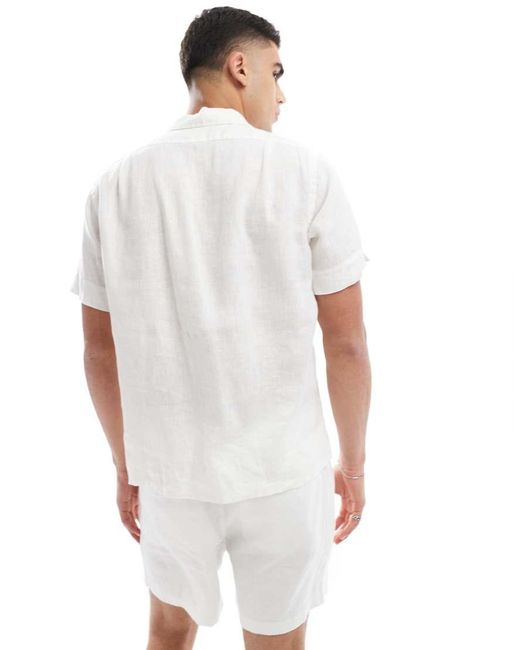 Camisa Blanca De Corte Clásico Extragrande Y Manga Corta Con Cuello De Solapas Y Logo De Icono De Lino De (Parte De Un Conjunto) Polo Ralph Lauren de hombre de color White