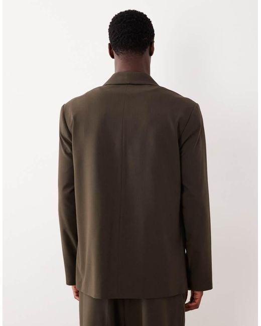ASOS Brown Boxy Cropped Shawl Suit Jacket for men