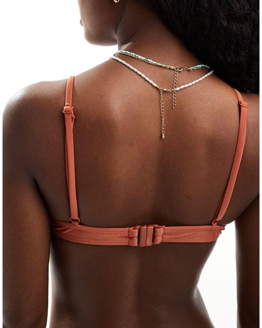 Brave Soul Brown Knot Detail Bikini Top