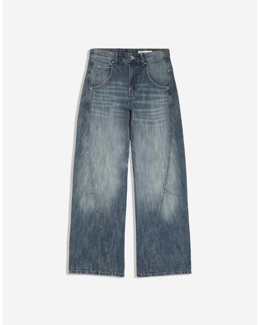 Bershka White Low-Rise Barrel Jeans