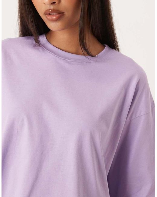 JJXX Purple Oversized Crop Tee