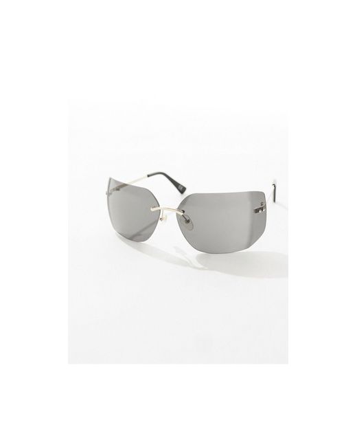 ASOS Blue 90s Rimless Wrap Square Sunglasses