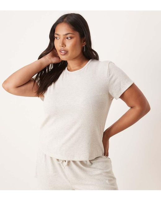 ASOS Multicolor Asos Design Curve Mix & Match Rib Oversized Pyjama Tee With Side Split