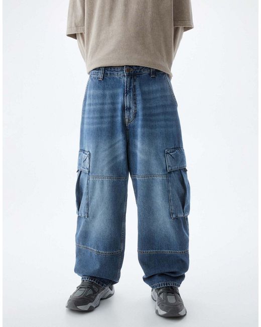 Pantalon cargo Pull&Bear pour homme en coloris Blue