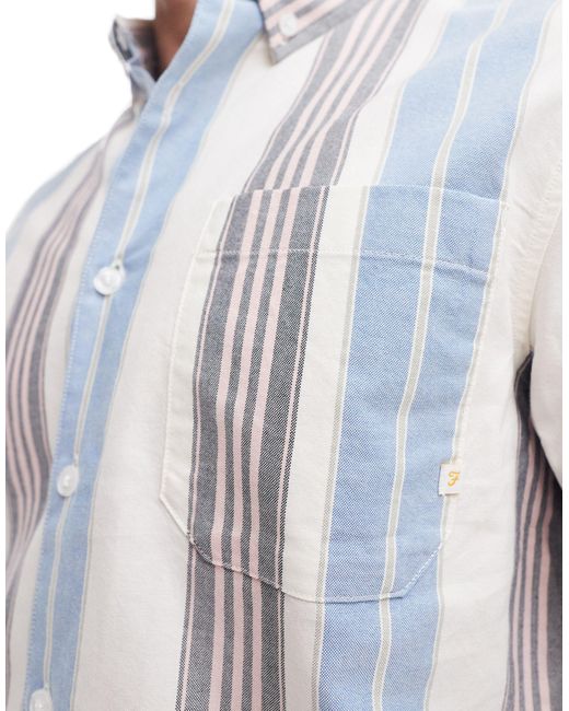 Farah – langärmliges hemd mit em, breitem streifenmuster in Blue für Herren
