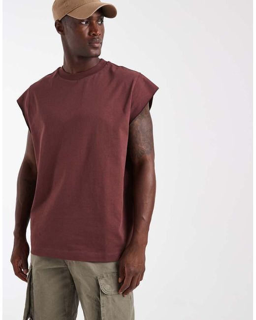 ASOS Purple Heavyweight Boxy Oversized Tank With Cap Sleeves for men