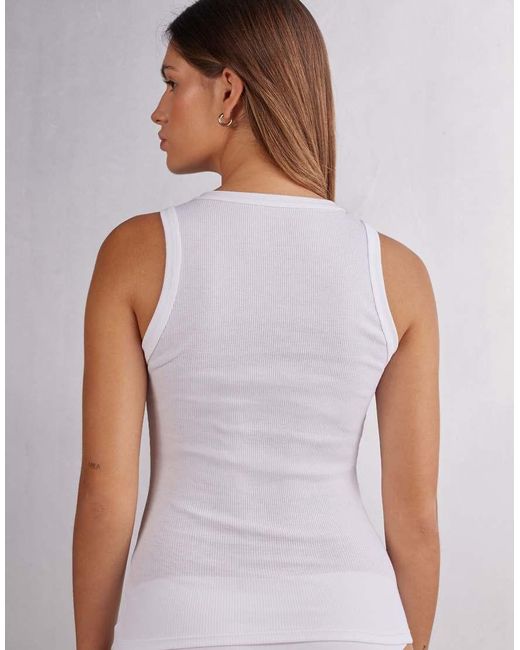Intimissimi Gray Ribbed Superior Cotton Vest Top