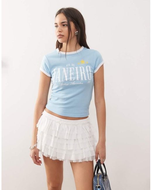 Monki Orange Chiffon Ruffle Mini Skirt