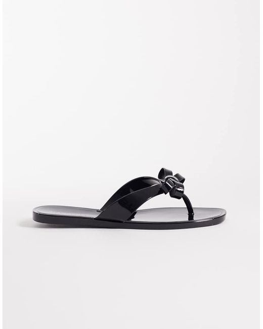 Glamorous Blue Jelly Flip Flops With Bow