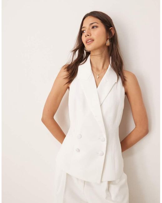 Miss Selfridge White Halter Waistcoat