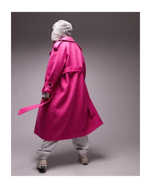 TOPSHOP Pink – angerauter super-oversize-trenchcoat