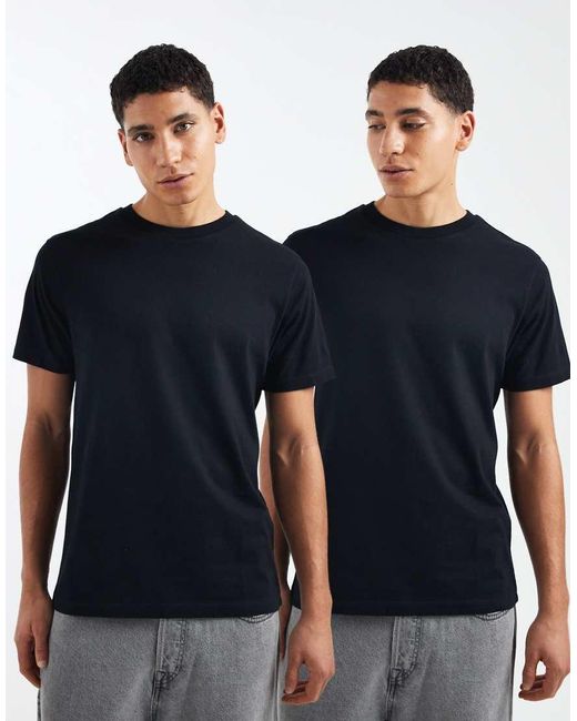 Pack De 2 Camisetas Negras Básicas De Corte Estándar Essentials De ASOS de hombre de color Blue