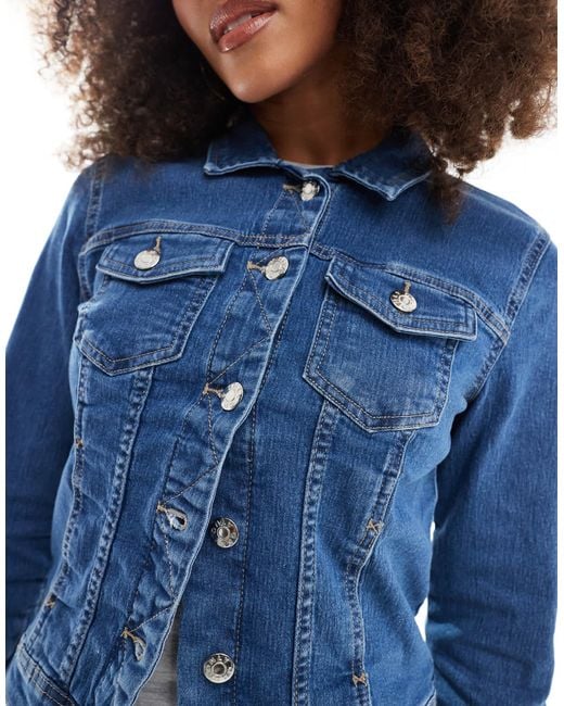 ONLY Blue Fitted Denim Jacket