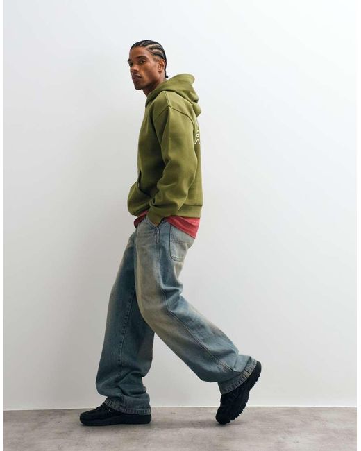 ASOS Green Oversized Boxy Hoodie With Back Print for men