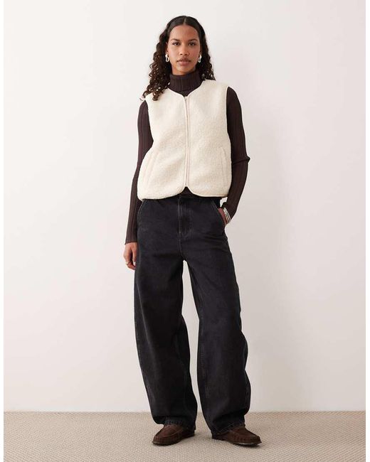 Pimkie Natural Borg Sleeveless Zip Through Vest
