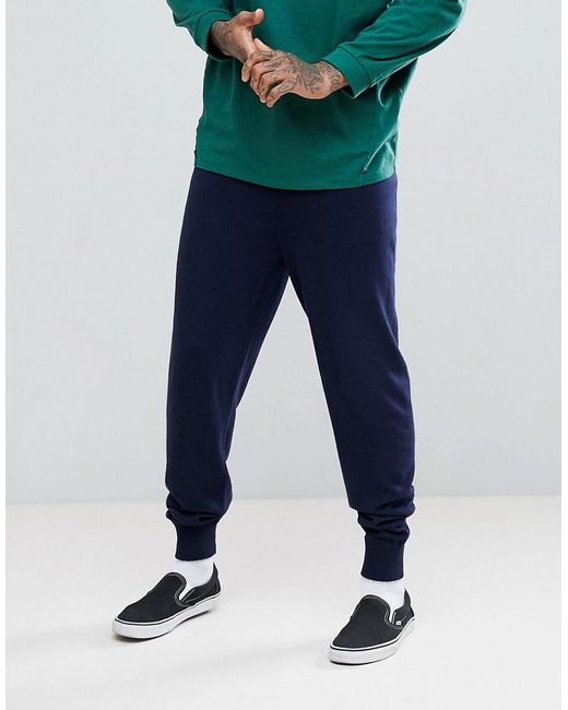 Lyst Asos Cashmere Mix Joggers In Navy in Blue for Men