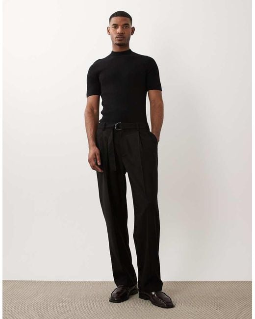 ASOS Black Essential Muscle-fit Fine-rib Knit Turtle-neck for men