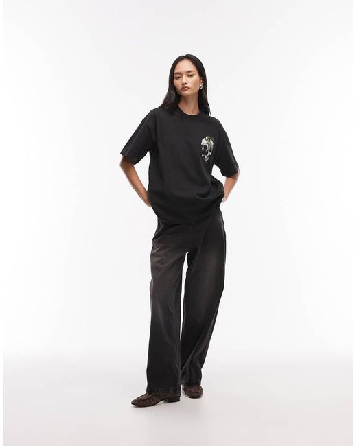 AllSaints Black Etta Snake Skull Graphic Tee