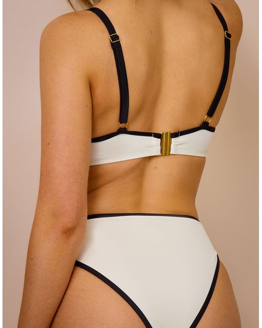 Wolf & Whistle Brown X Maia Andrews Contrast Trim High Waist Bikini Bottom
