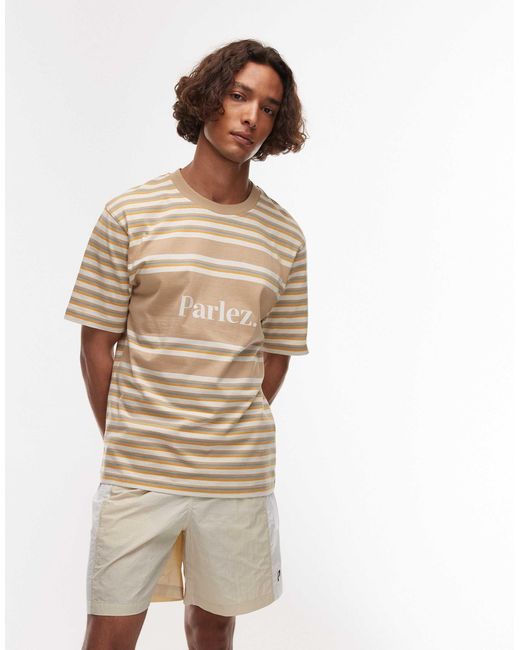 Solar - t-shirt rayé à logo - beige Parlez pour homme en coloris Natural