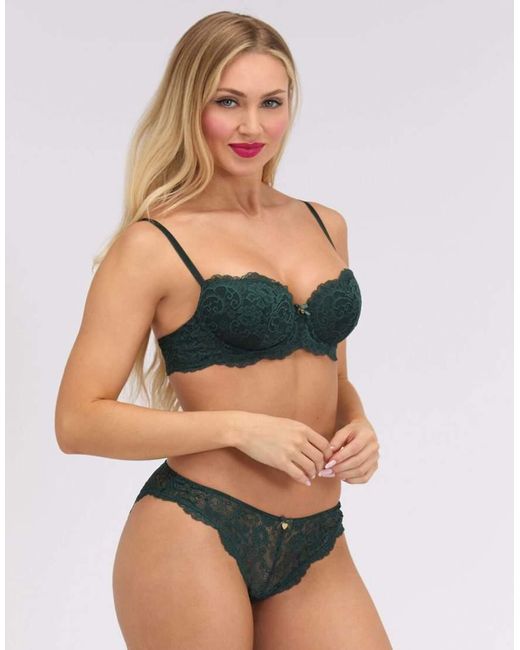 Boux Avenue Green Emma Lace Brazilian Knickers Full Lace Back Underwear