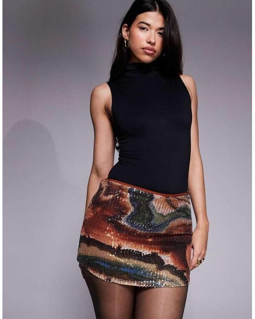 ASOS Blue Sequin Mini Skort