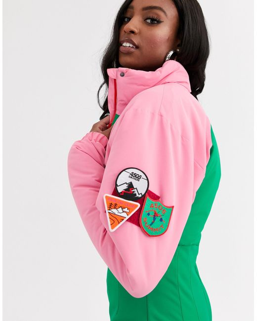 ASOS 4505 Tall Ski 80 s Colour Block Ski Suit in Green Lyst