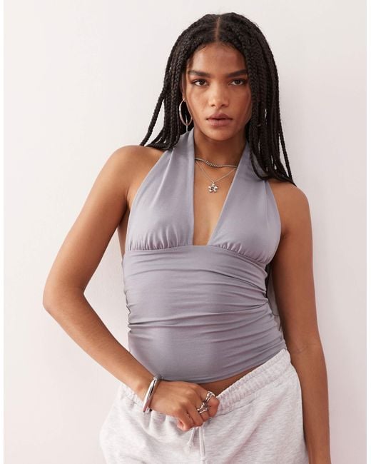 Weekday Purple Deep Halter Neck Top