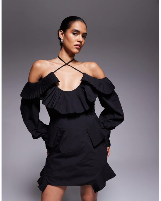 ASOS Black Collared Mini Dress