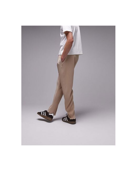 TOPMAN Tapered Plisse jogger in Natural for Men | Lyst Canada