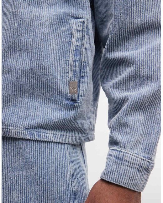 Liquor N Poker Blue Corduroy Jacket With Contrast Collar Co-ord for men