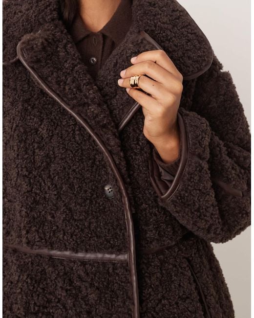 ASOS Natural Longline Shearling Coat