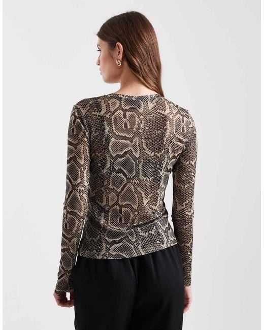 Vero Moda Gray Sheer Long Sleeve Mesh Top