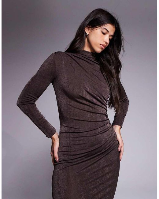 DASKA Purple Exclusive Jersey Maxi Dress With Drape Detail