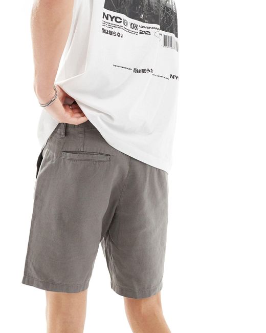 ASOS Gray Slim Linen Shorts for men