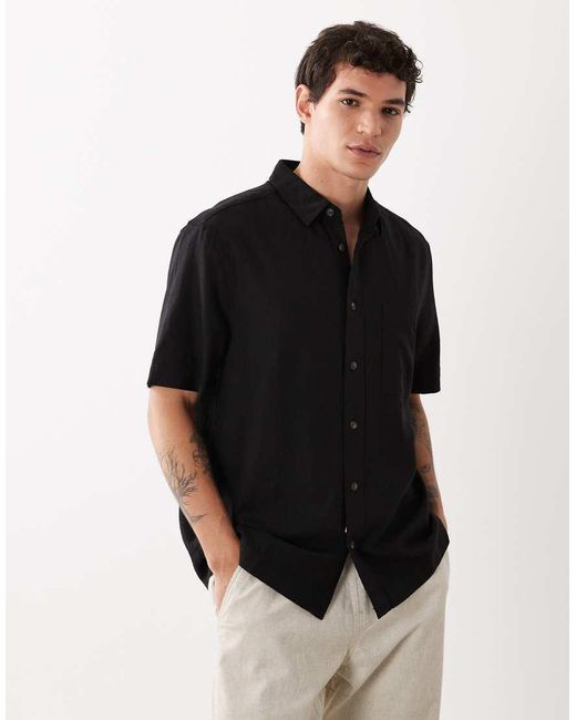 ASOS Black Co-Ord Regular Fit Linen Blend Shirt for men