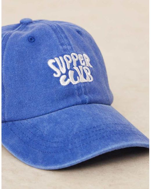 Cappellino Con Scritta “Supper Club” di ASOS in Blue