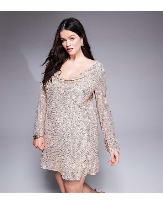 Vestito Corto Con Scollo Ad Anello Sul Retro E Paillettes di Jaded Rose Plus in Purple