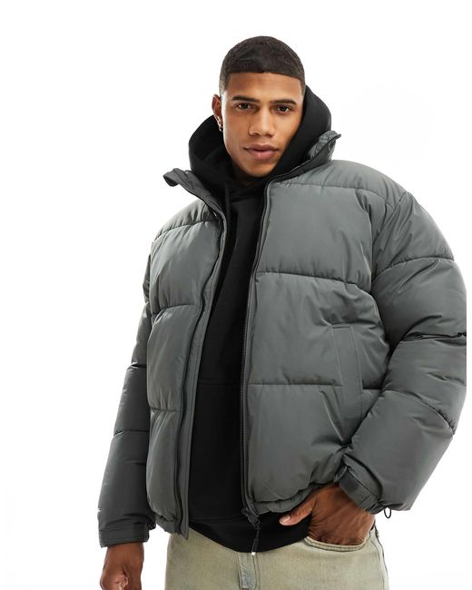 Doudoune gris Bershka pour homme en coloris Noir Lyst