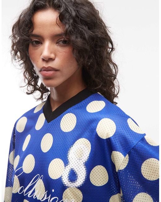Collusion Blue Polka Dot Airtex Tee
