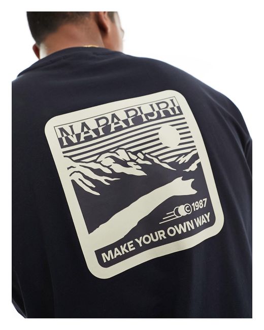 Napapijri Blue Gouin Backprint Graphic T-shirt for men