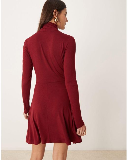 Miss Selfridge Red High Neck Fit And Flare Dress