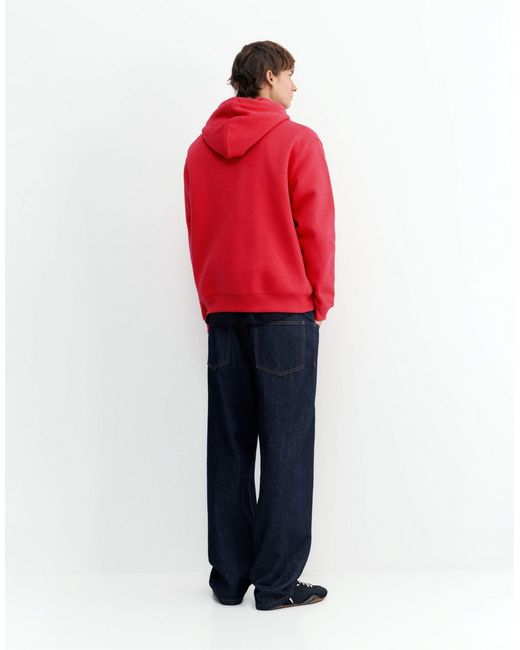 Pull&Bear Basic kapuzenpullover in Red für Herren