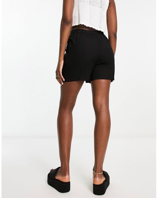 Vero Moda Black Pleat Front Linen Blend Shorts