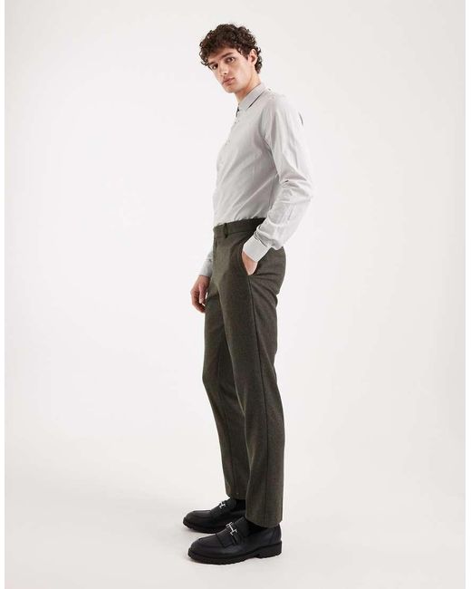 ASOS Green Wool Mix Slim Suit Trousers for men