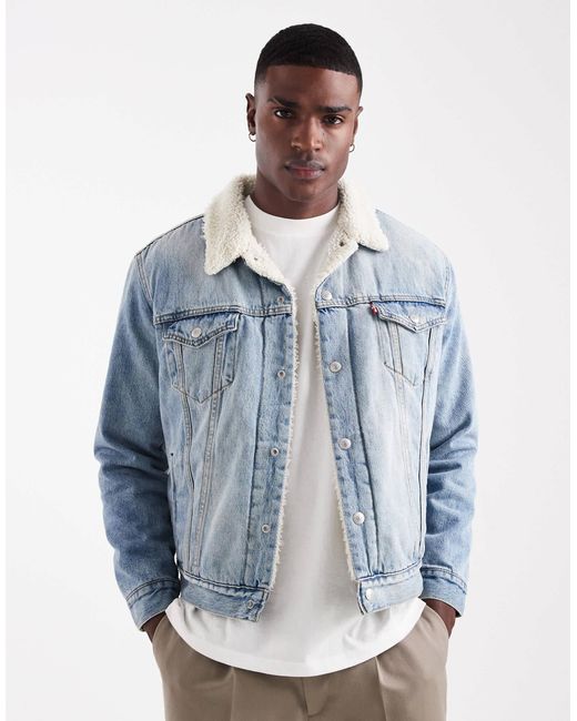 Levi's – type 3 sherpa – trucker-jeansjacke in Blue für Herren