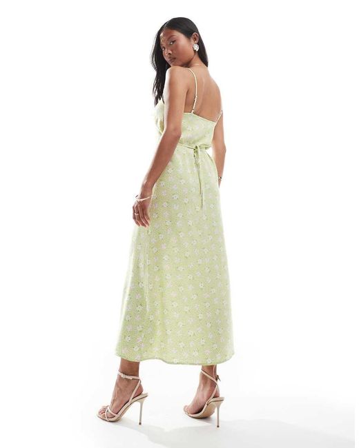 Miss Selfridge Green Strappy Scoop Neck Maxi Slip Dress