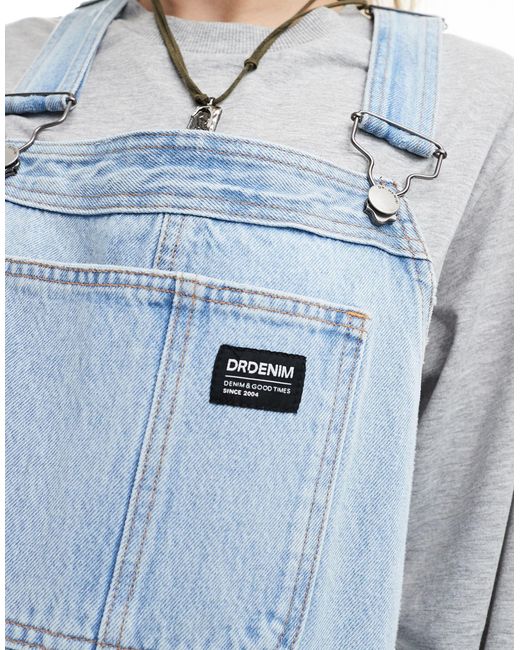 Dr. Denim Blue Lydia Relaxed Fit Wide Leg Denim Dungarees