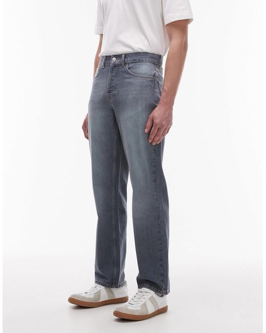Topman Blue Rigid Straight Jean for men
